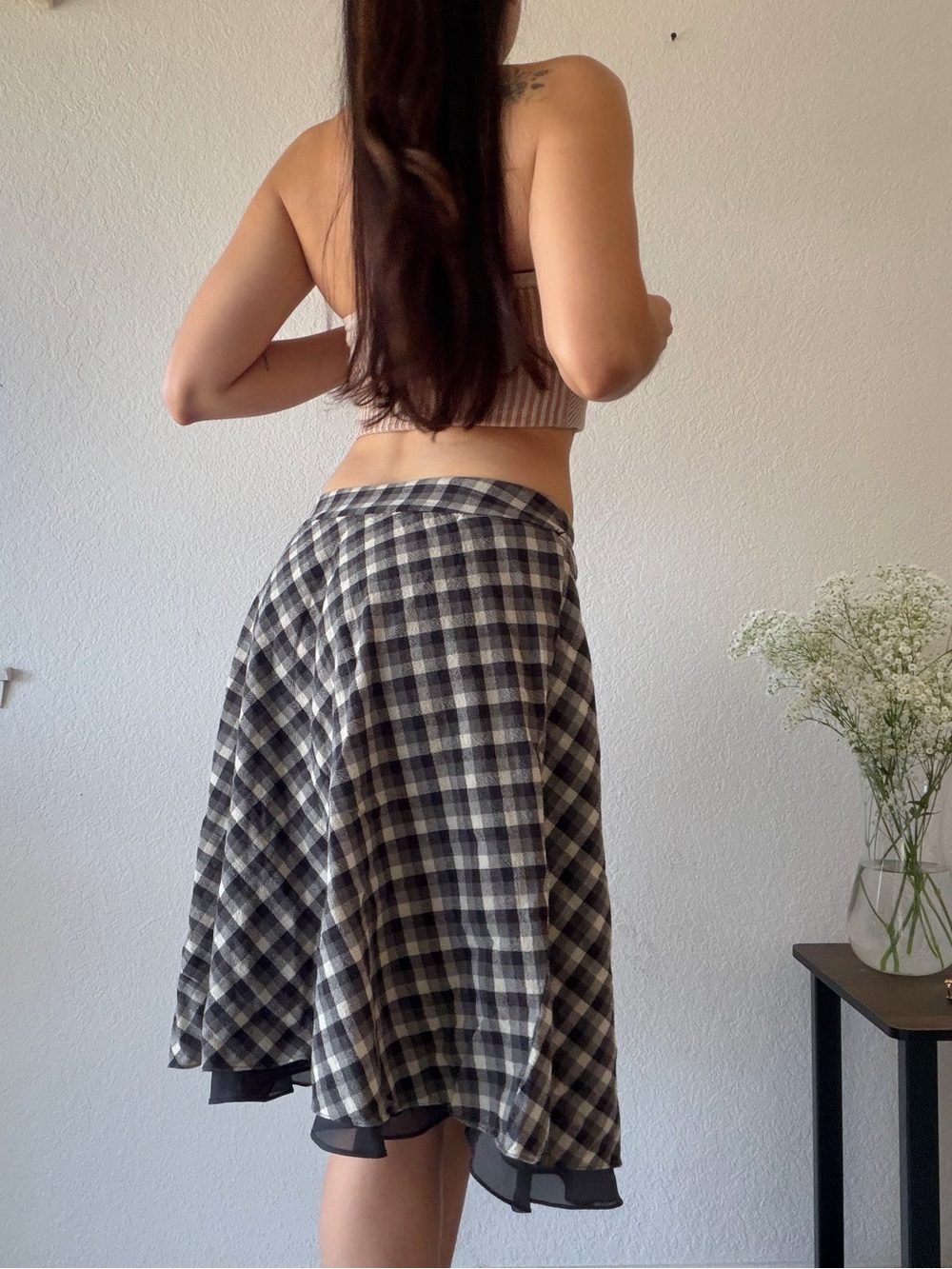 Plaid A-Line Midi Skirt 100% WOOL - Picture 4 of 7